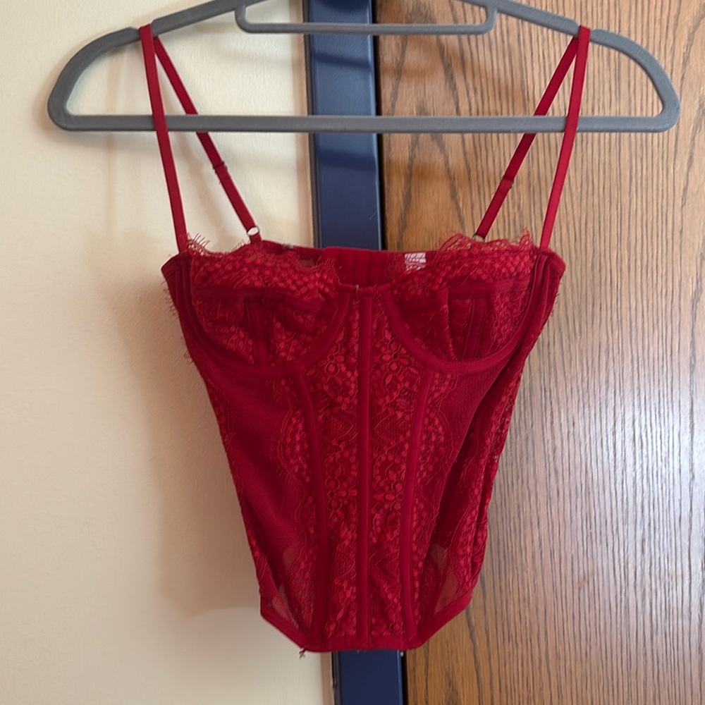Red corset top from Urban Outfitters